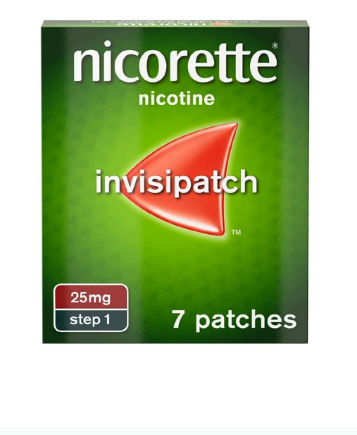 Nicorette แผ่นแปะนิโคเร็ตต์ อินวิซิ 25 มก. 1กล่อง(7 patches)ช่วยเลิกบุหรี่