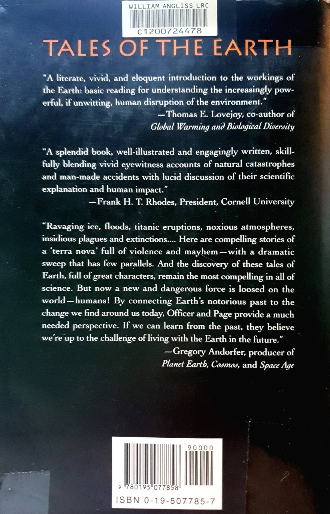 Tales of the Earth: Paroxysms and Perturbations of the Blue Planet : Charles Officer