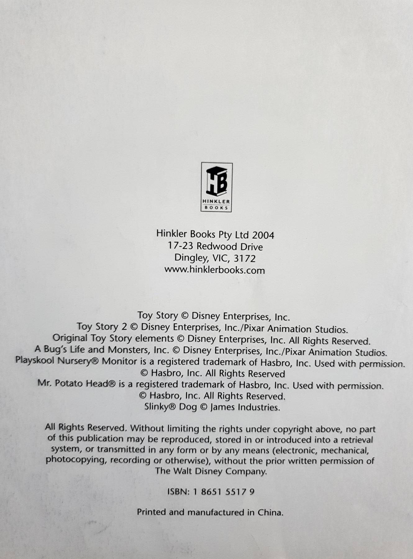 Disney Pixar Storybook : Finding Nemo: Monsters, Inc.: A Bug's Life: Toy Story by Hinker Books (Hardcover) Without CD