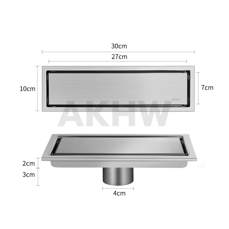 ตะแกรงน้ำทิ้งแบบยาว ลายเรียบทึบ KingsMan วัสดุสแตนเลสแท้ SUS304 ทนทาน ไม่เป็นสนิม [ขายปลีก/ส่ง]