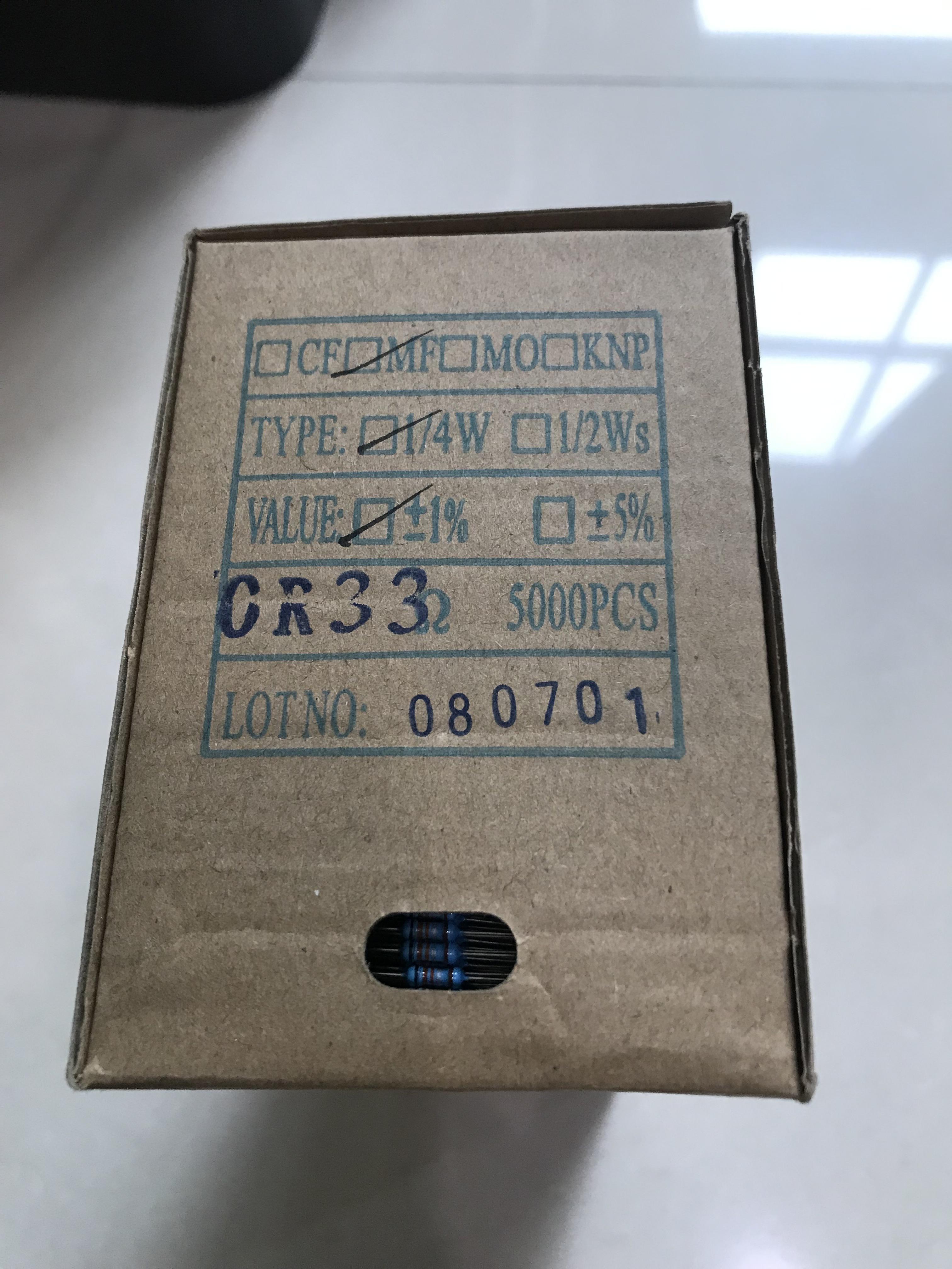 0.33R 1/4W 金属膜Metal Film 1% (1ชุดมี100ตัว)