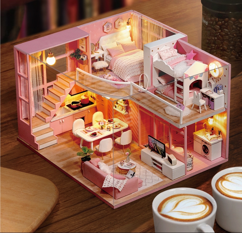 โมเดลจำลองบ้านจิ๋ว Dream angel Love the pink live houseสำหรับนักสะสมโมเดลและบ้านตุ๊กตาจิ๋ว