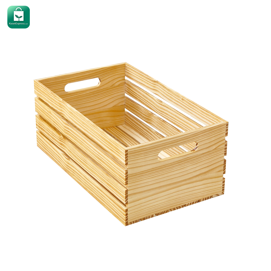 ลังไม้สน LM6 ขนาด 34x44x20ซม. เครือบสี / ลังไม้สน ลังไม้อเนกประสงค์ กล่องไม้ กล่องลังไม้ กล่องไม้ใส่ของ