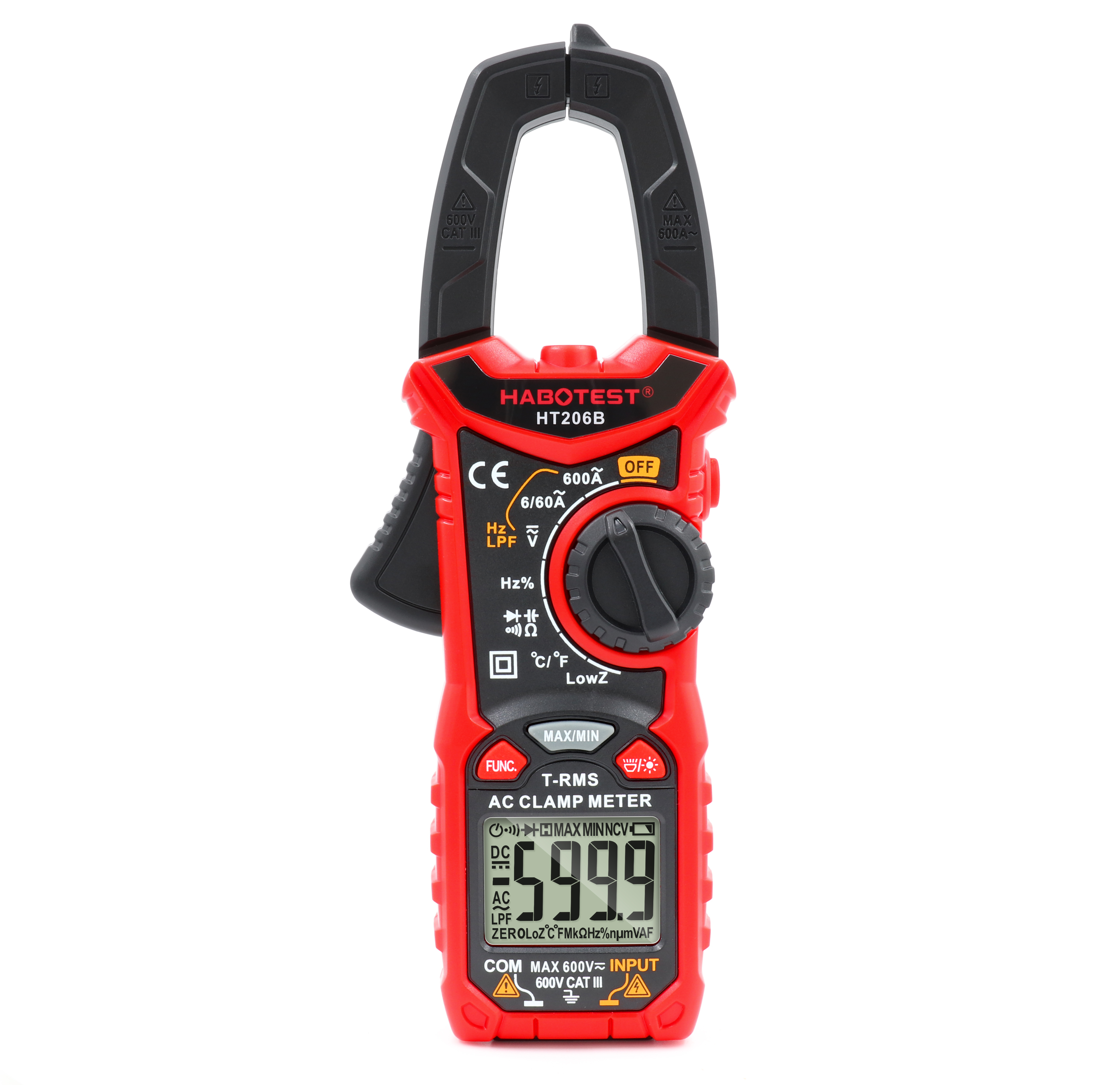 HT206B Digital Clamp Meter AC Current Voltage Resistance Continuity Measuring Tester