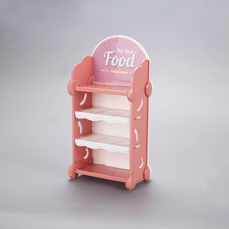 ชั้นจิ๋วแบบจำลองมินิชั้นวางขนมตู้ไวน์ชั้นวางอาหารเครื่องประดับอาหารขนาดเล็กของเล่นเล่นบ้านชั้นเก็บ