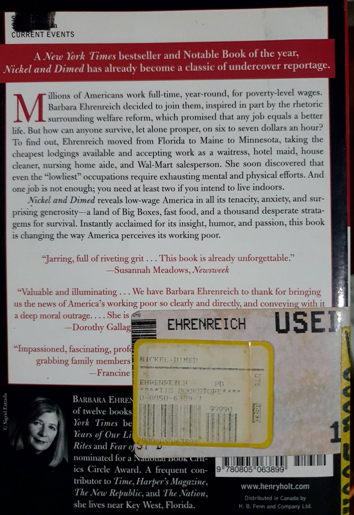 Nickel and Dimed: On (Not) Getting By in America : Barbara Ehrenreich