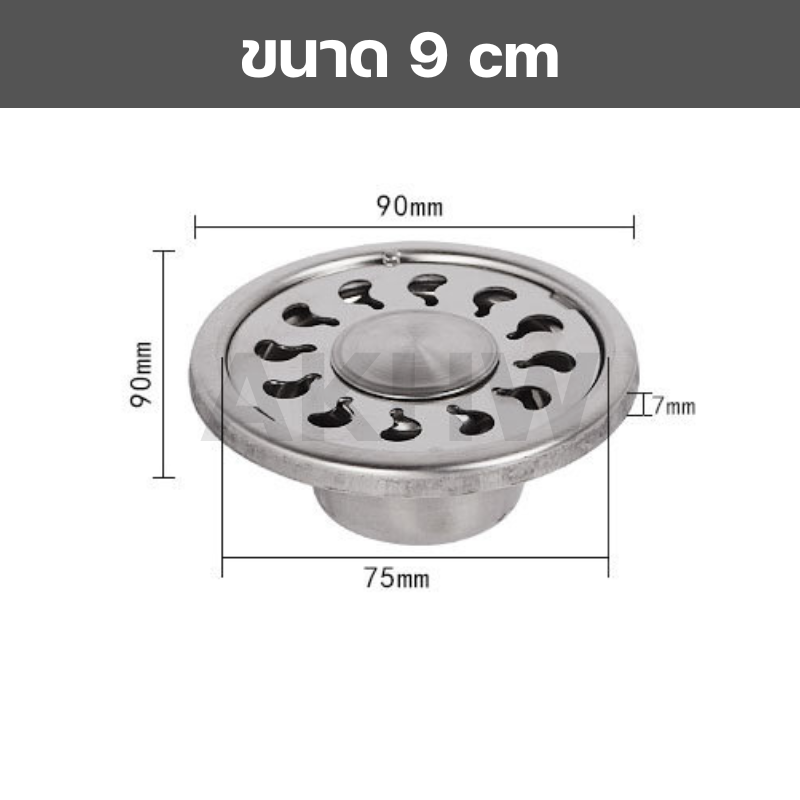ตะแกรงน้ำทิ้งกลม KingsMan ตะแกรงกันกลิ่น วัสดุสแตนเลสแท้ SUS304 ไม่เป็นสนิม [ขายปลีก/ส่ง]