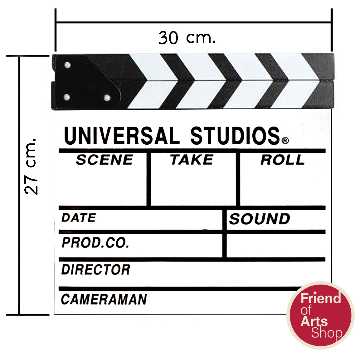สเลท ฟิล์ม slate film (Clapboard) สีขาว ขนาด 27x30 cm