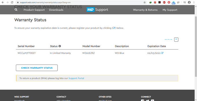 Harddisk - WD 2TB (WD20EZRZ) Blue - 3.5" 5400 RPM 64M Cache SATA III 6 Gb/s สภาพสวย 99% ใช้งานน้อย ไม่มี BAD Sector