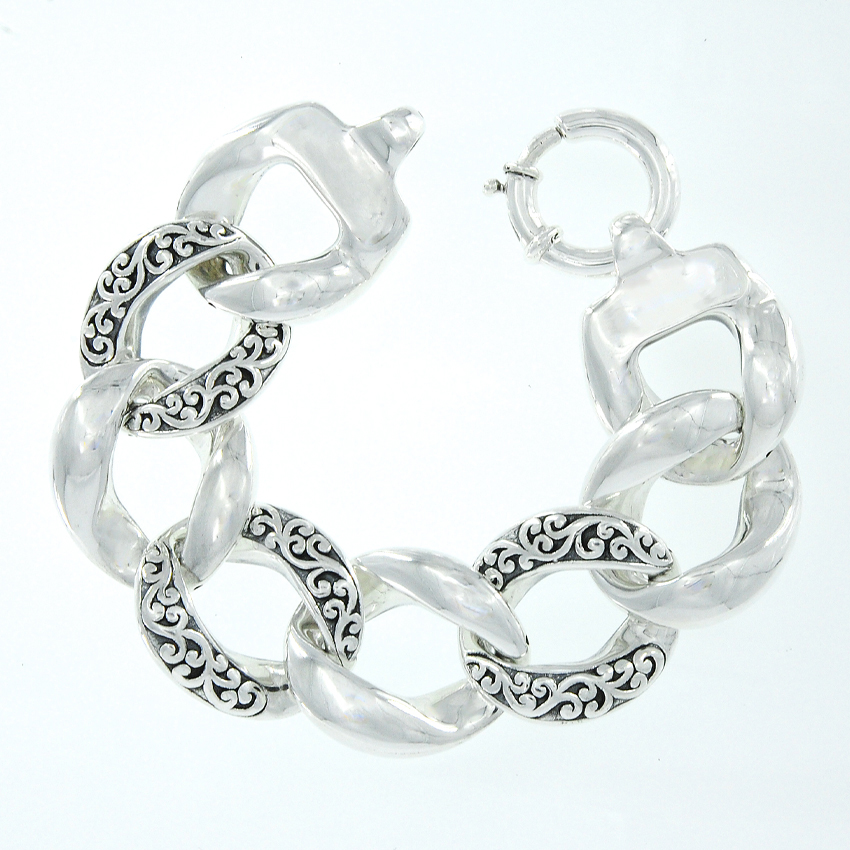B-782,28 gm 8 inch Big Bold silver bracelet