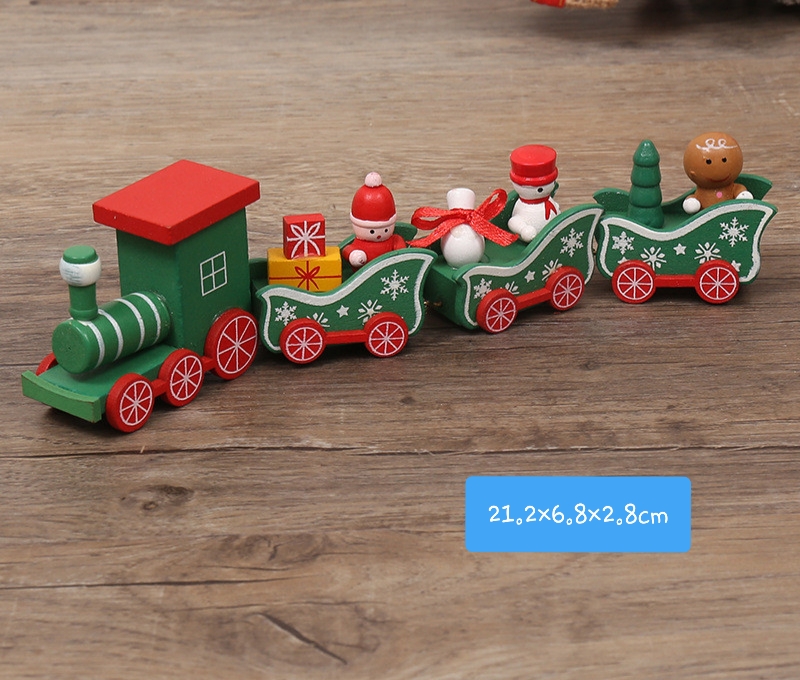 รถไฟจิ๋วคริสต์มาสรุ่น bjd วันหยุดของเล่นเด็กอุปกรณ์ตกแต่งบ้านตุ๊กตาตุ๊กตาสีเขียวการ์ตูนสำหรับวันคริสต์มาสเป็นฉากตุ๊กตา