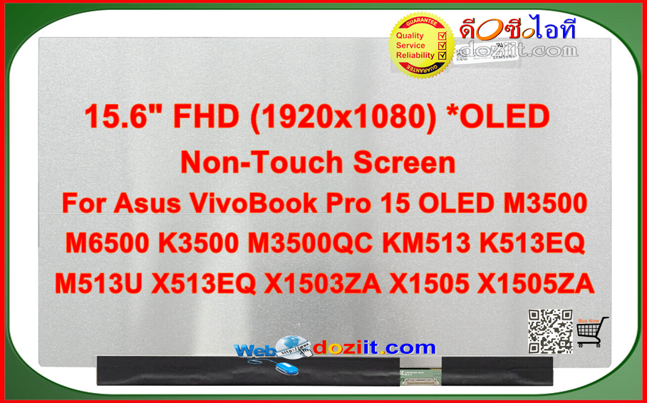 จอโน๊ตบุ๊ค•Laptop Screen 15.6" for ASUS VivoBook Pro 15 OLED D513UA M3500 M6500 K3500 M3500QC KM513 K513EQ M513U X1505 X1505ZA Screen FHD 1920x1080 AM-OLED Display Panel