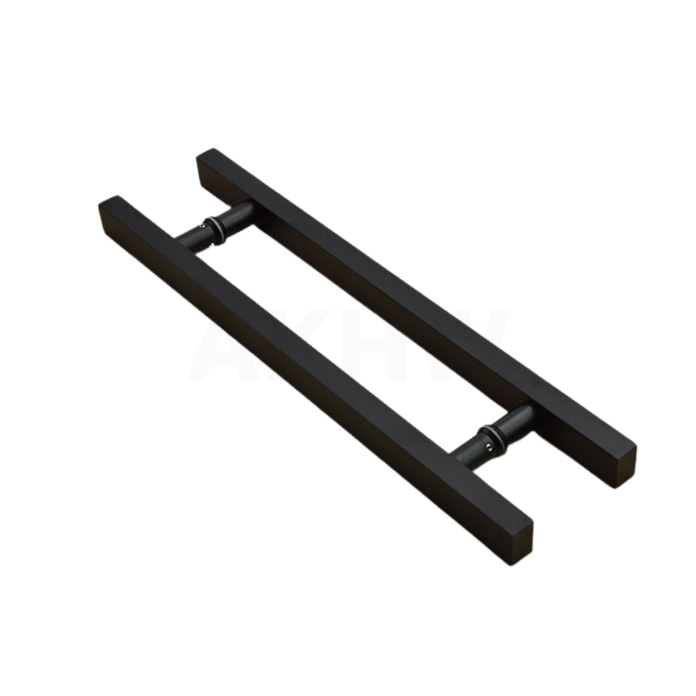 มือจับประตูกระจก/ประตูอลูมิเนียม KingsMan แบบเหลี่ยม สแตนเลส สีดำด้าน [ขายปลีก/ส่ง ราคาถูก]