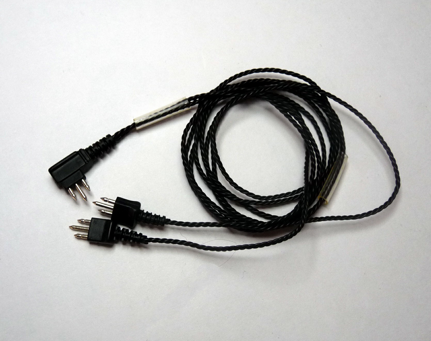 Cord Y3/3 สายลำโพงเครื่องช่วยฟัง รับฟังหู 2 ข้าง แบบ 3 ขา ถักเกลียว สีดำ
