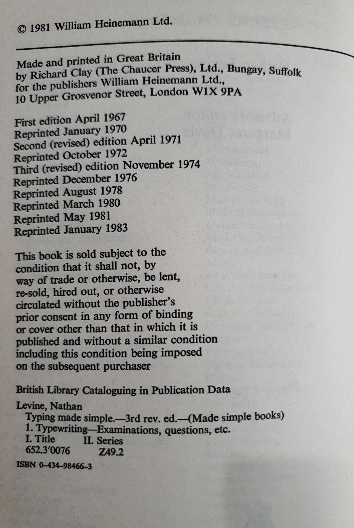Typing Made Simple NATHAN LEVINE advisory editor MARGARET DAVIS, 1983