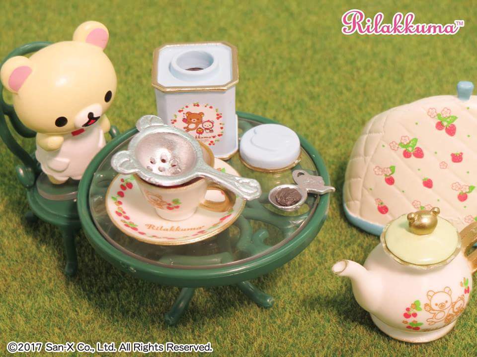 รีเม้นท์ของเล่นของจิ๋วชุดริลักคุมะดื่มน้ำชาในสวนสวย rement Rilakkuma british tea time