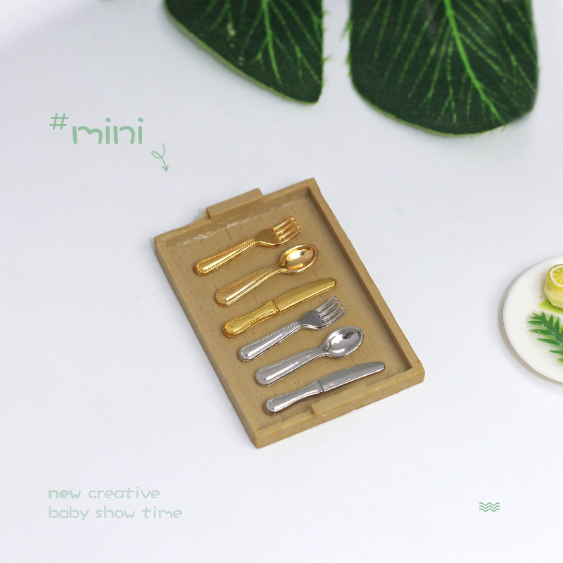 ช้อนจิ๋วอาหารของเล่นฉากรุ่น ob11 เด็กอุปกรณ์เสริม House MINI รูปแบบโลหะ Western Tableware สำหรับสะสมเท่านั้น