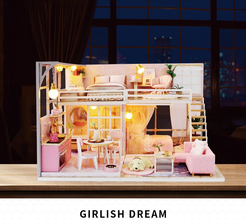 โมเดลจำลองบ้านจิ๋ว girlish dream สไตล์สาวหวานสำหรับนักประดิษฐ์และนักสะสมโมเดลโดยเฉพาะ