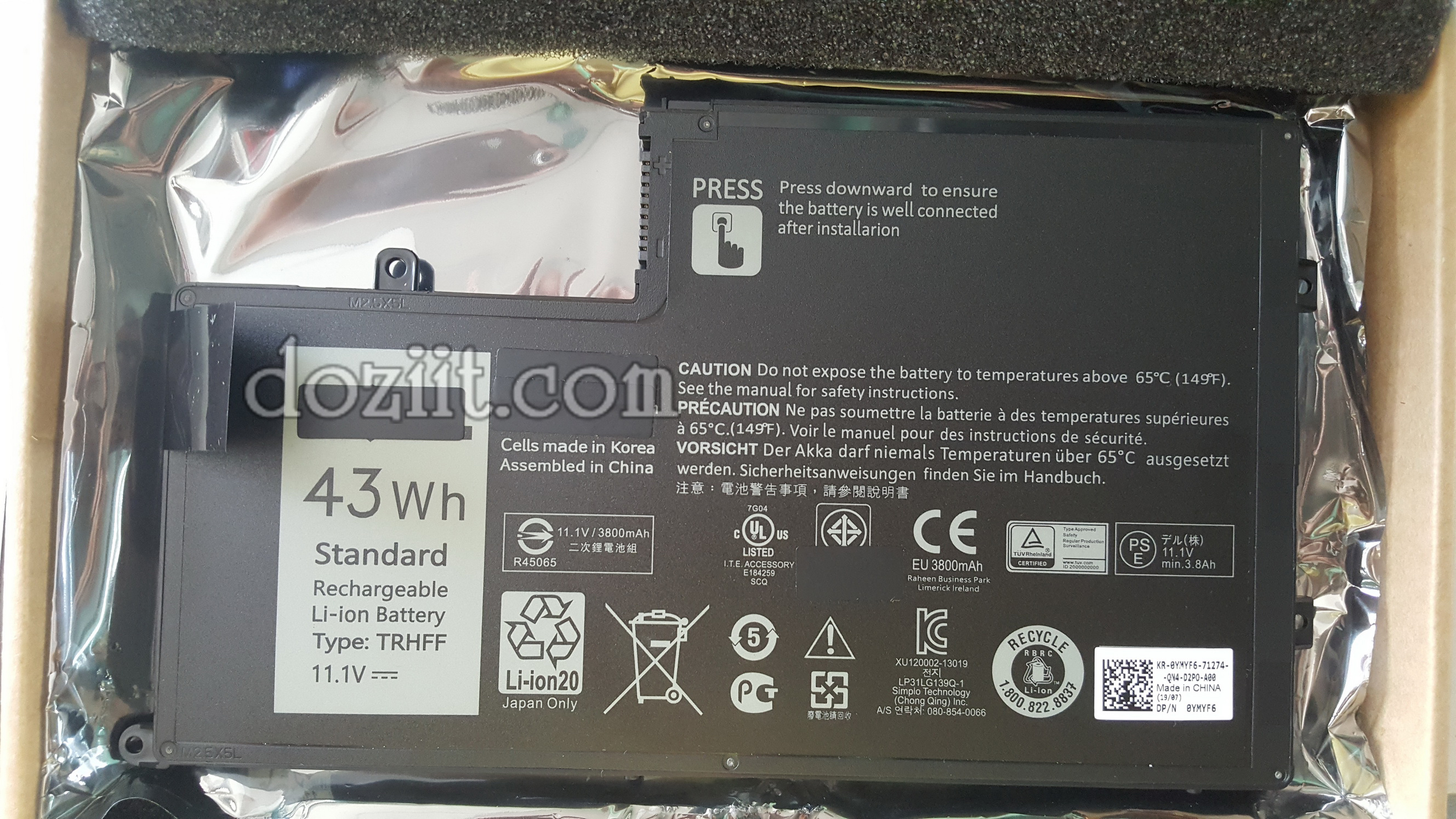 แบตเตอรี่แท้ Dell Inspiron 15 5542 5445 5447 5448 5545 5547 5548 N5447 N5547, Latitude 3450 3550 Laptop Battery TRHFF 1V2F6 0PD19 86JK8 3800mAh