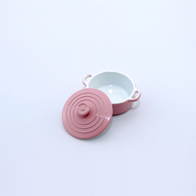 หม้อจิ๋วงานเหล็กสีชมพูอ่อนพร้อมฝาปิดจิ๋วแสนหวานงานสำหรับนักประดิษฐ์ดินปั้นจิ๋วจากดินไทย