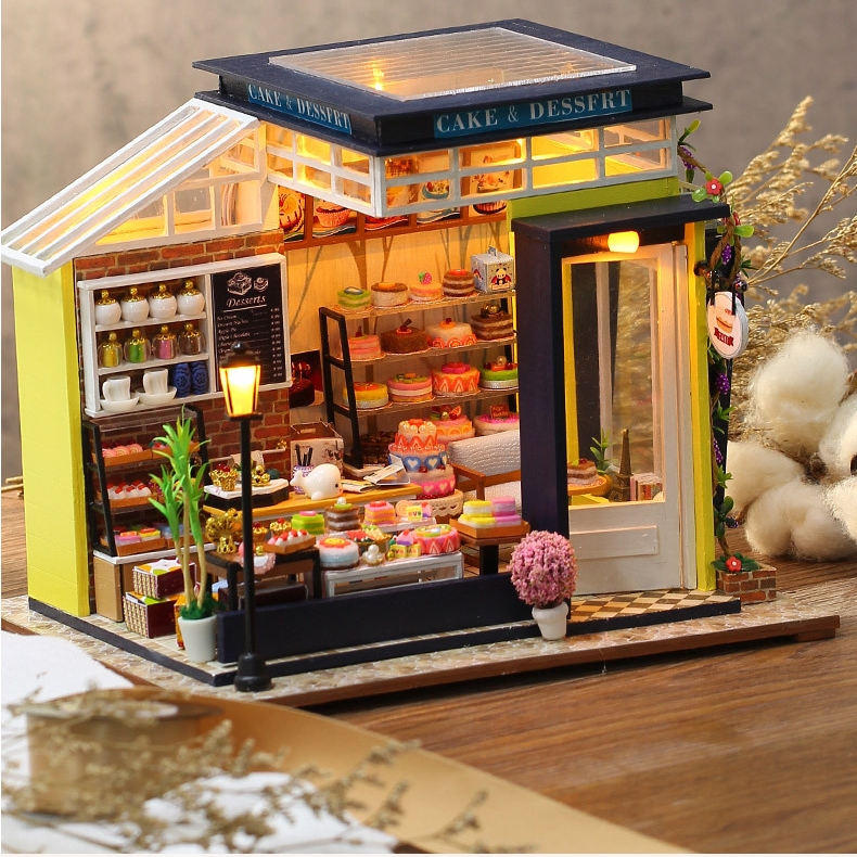 โมเดลจำลองร้านขายขนมเค๊กรุ่นใหม่ปี 2021ในสไตล์เบเกอรี่คลาสสิคสำหรับนักสะสมและนักDIY