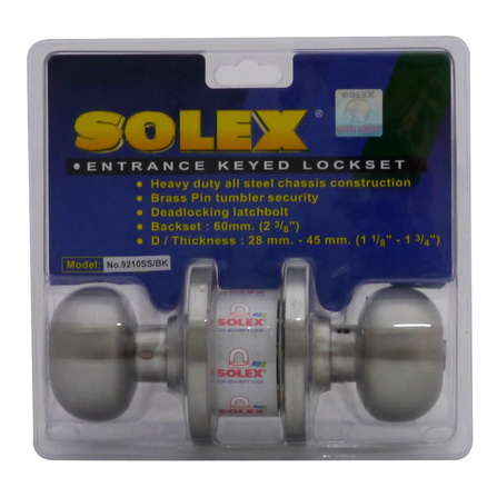 กุญแจลูกบิดห้องน้ำ/Solex/ลูกจัน/9210SS/BK