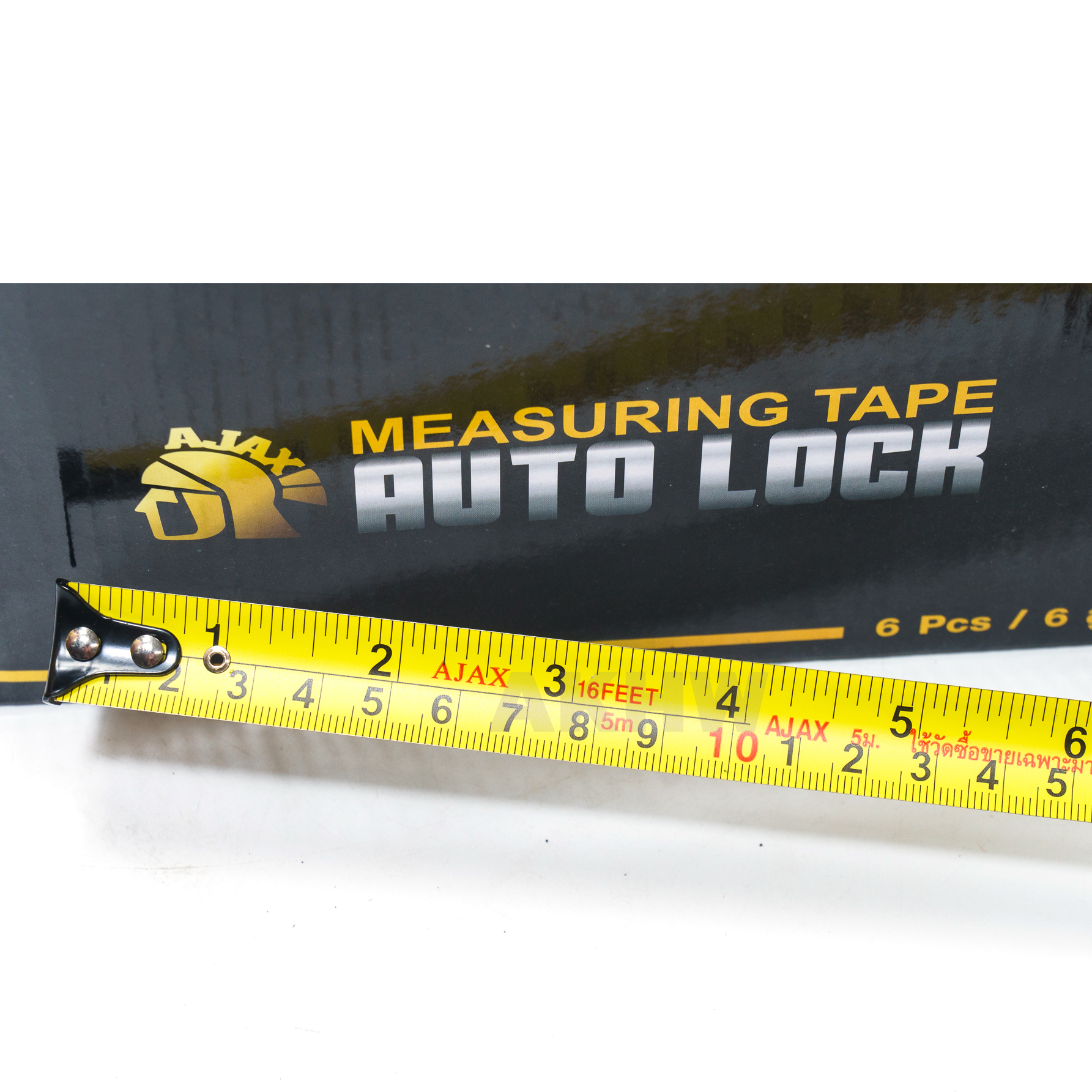 ตลับเมตร AJAX รุ่นออโต้ล็อค ขนาด 5/7.5เมตร หุ้มยาง แข็งแรงทนทาน ได้รับมาตรฐานสำนักงานกลางชั่งตวงวัด [ขายส่ง]