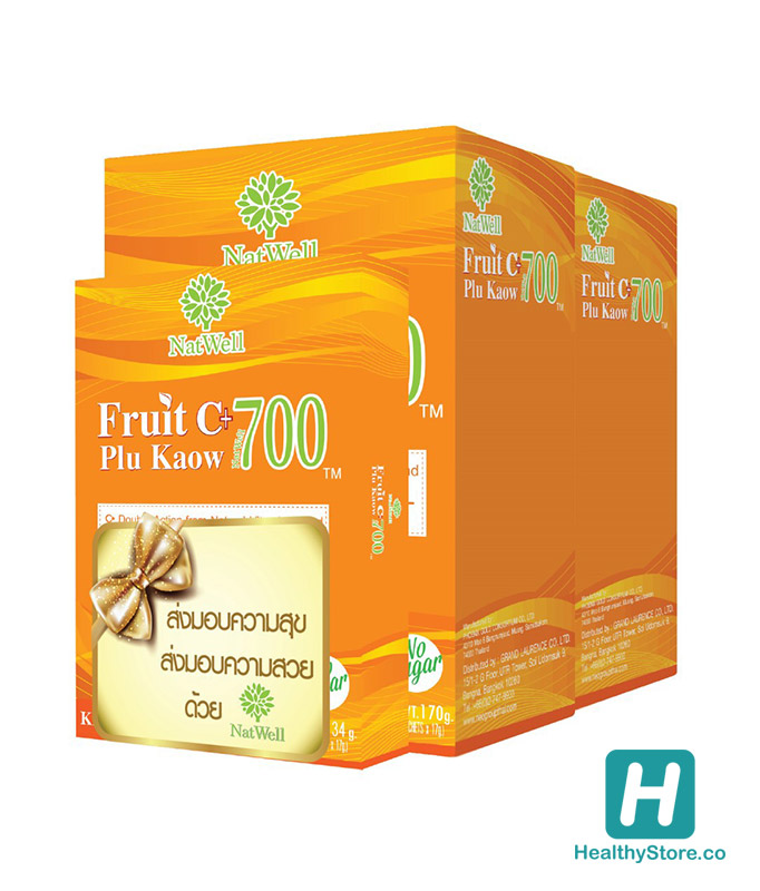 Natwell FruitC+Plukaow แนทเวล ฟรุทซี พลูคาว 10ซอง 2กล่อง แถมฟรี 2ซอง