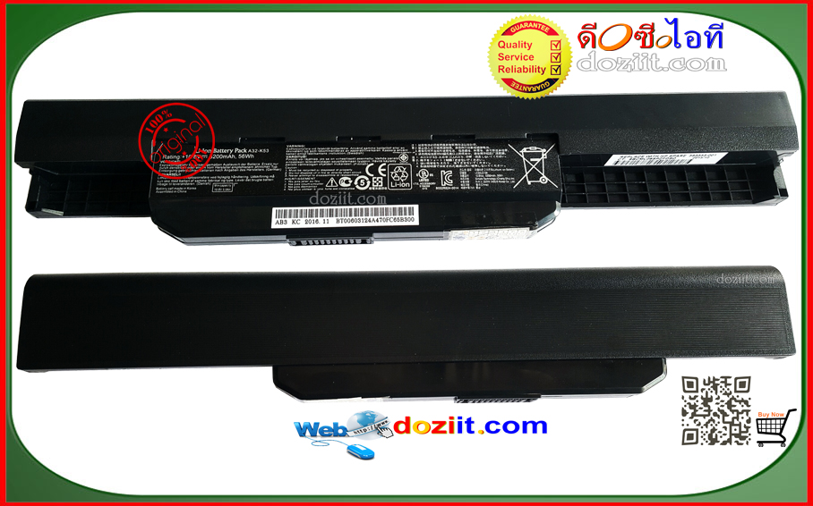 แบตเตอรี่แท้ Original ASUS A43S K53 A53 X43 A43 K43 X44L X44H K43E Laptop Battery A32-K53 10.8V 5200mAh 56Wh