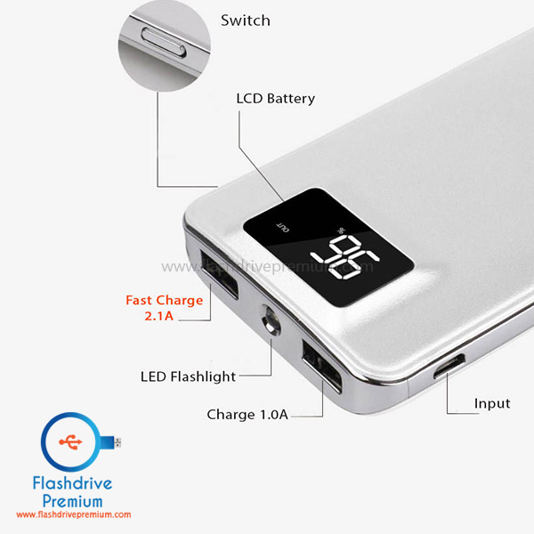 พาวเวอร์แบงค์ 10,000 mAh (Power Bank LED)