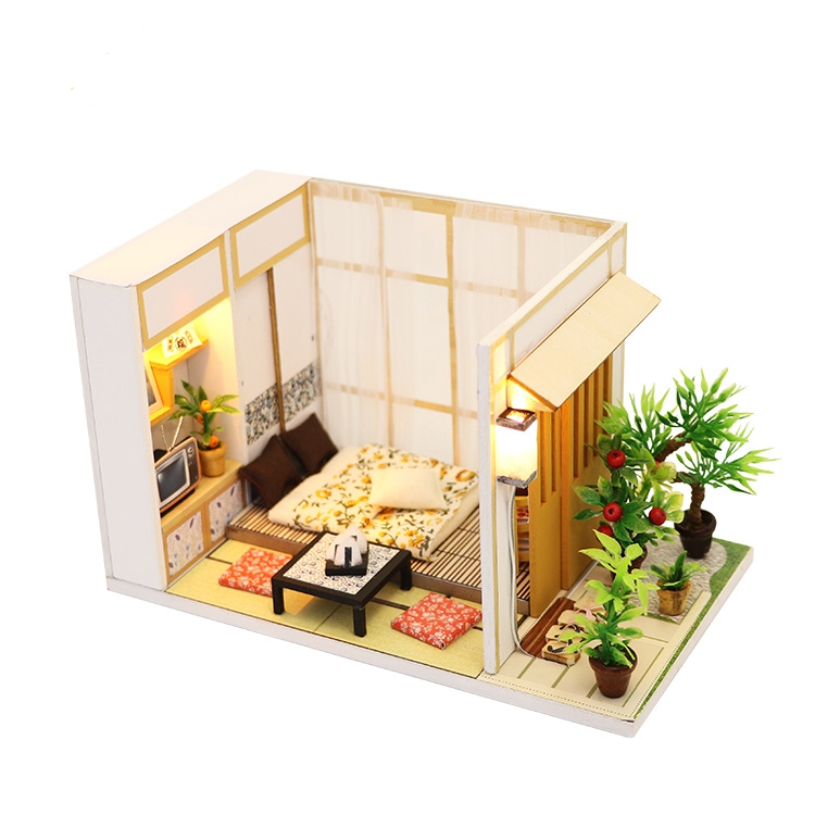 ห้องจิ๋วจำลองบรรยากาศห้องญี่ปุ่นHongda diy hut warm photo frame series hut creative assembly custom toy creative doll house