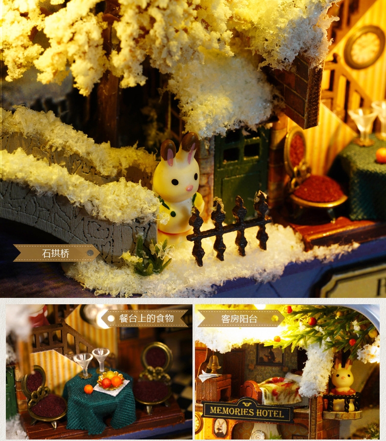 โมเดลจำลองบ้านกระท่อมจิ๋วกล่องเหล็กสีม่วงสำหรับนักสะสมและนักdiyชุดRoam around in winter