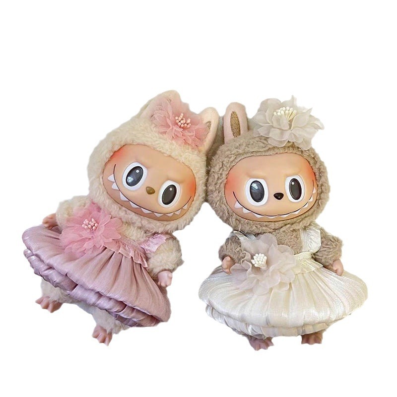 เสื้อผ้าชุดแต่งกายตุ๊กตาลาบูบู้Spot 17 cm labubu blind box ตุ๊กตาเปลี่ยนน่ารักการ์ตูนตุ๊กตาjumpsuitกระเป๋าหมวก