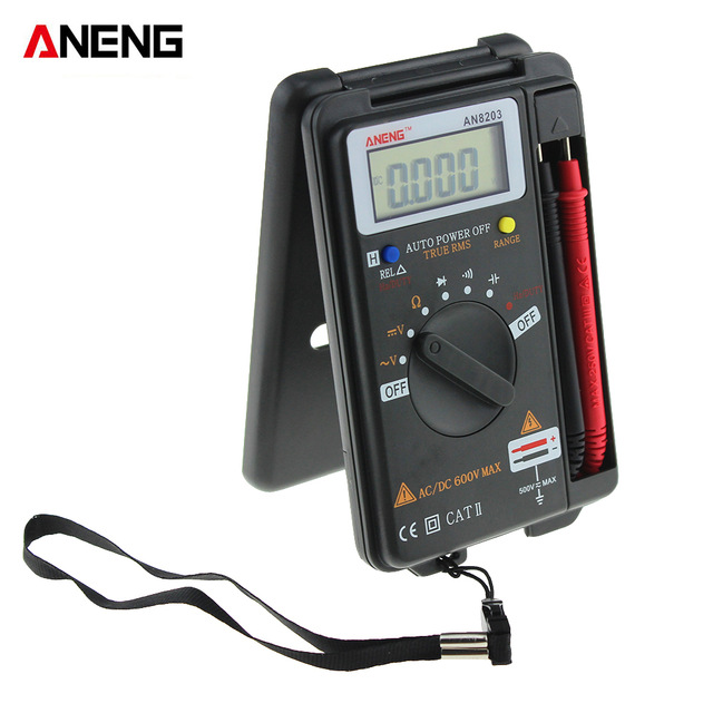ANENG AN8203 DMM Integrated Handheld Pocket Mini Digital AC/DC Multimeter Black