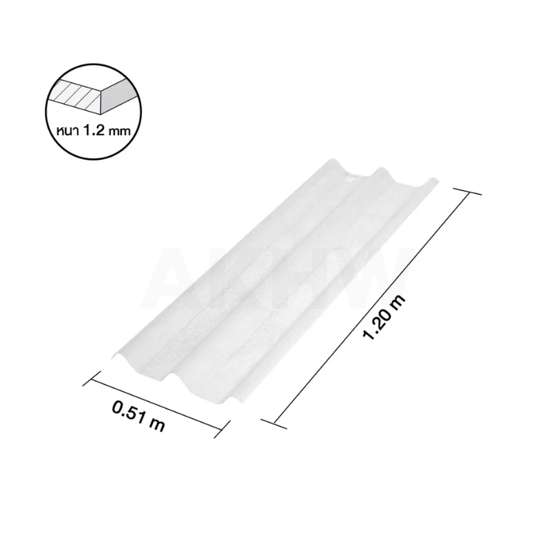 กระเบื้องใสลอนคู่ 4ฟุต/5ฟุต หนา1.2mm ยี่ห้อ LUMINA(ลูมิน่า) ขายยกลัง25แผ่น