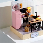 โมเดลห้องครัวจำลองจิ๋วสำหรับนักdiyและผู้ที่รักการสะสมโมเดลจิ๋วชุดkitchen in the pink one