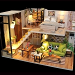 โมเดลบ้านสองชั้นสไตล์ลอฟท์พร้อมโถงรับแขกอลังการสำหรับประดิษฐ์และมอบเป็นของขวัญไม่ซ้ำใคร