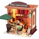 โมเดลจำลองร้านคาเฟ่กาแฟจิ๋วสไตล์ยุโรป ชุดfree time coffee สำหรับนักสะสมบ้านตุ๊กตาโดยเฉพาะ