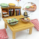 ชามสังกะสีจิ๋วสีเขียวหม้อซุปแบบโบราณขนาดเล็กสำหรับนักสะสมของจิ๋วและนำไปเป็นพร๊อพบ้านตุ๊กตา