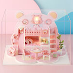 โมเดลห้องนอนจำลองสีหวานเตียงสองชั้นสำหรับผู้สะสมตุ๊กตาและผู้ชอบการประดิษฐ์ sweet dream pink