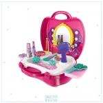 ของเล่นแต่งหน้าเครื่องสำอางค์เด็กหญิงแบบกระเป๋าสีชมพูเซตทำผมsalonและอุปกรณ์แต่งหน้า