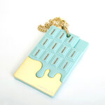 พวงกุญแจขนมช๊อคโกแล็ตสีฟ้าสำหรับห้อยกระเป๋าถือกระเป๋านักเรียนสไตล์คิกขุเก๋ไก๋ได้หลากหลายแบบการตกแต่งความสวยงาม