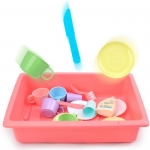 ของเล่นอ่างล้างจานสีชมพูหวานงานจำลองของจริงสำหรับเด็กมาพร้อมก๊อกน้ำเสมือนจริงขายร้อนจำลองเด็กเล่นบ้านอ่างล้างจานไฟฟ้าอ่างล้างจานครัวเตาอบไมโครเวฟไฟฟ้าของเล่น