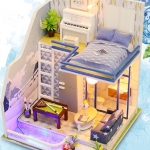 บ้านจำลองธีมฟ้าสำหรับนักประดิษฐ์โมเดลบ้านจิ๋วจำลองสองชั้นชุด one man show in sky