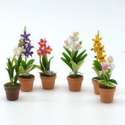 6 pieces Miniature flower in pot 15 mm