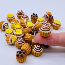 10 pieces Miniature Chocolate Cupcake (Fake Food) made Thai Clay