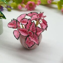 5 ช่อ ต้นบอนสีชมพู ดินปั้น แบบไม่มีกระถาง