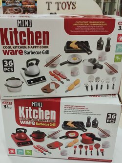 ชุดครัว เตาไฟฟ้า ถาดปิ้งย่าง ของเล่นเสริมพัฒนาการ ครัวอุปกรณ์ 36 ชิ้น