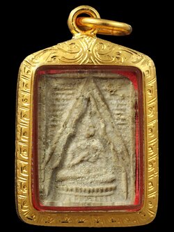 (4) พระผงของขวัญ รุ่น 3 พิมพ์ตื้น วัดปากน้ำ ปี 2499 กทม. สภาพสวยๆ เลี่ยมทอง 90%