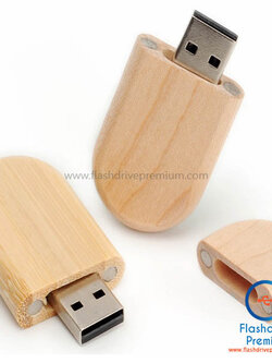 แฟลชไดร์ฟไม้ ทรงมน (Wooden Flash Drive)